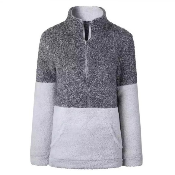 Two Tone Fleece Pullover Sherpa Quarterzip - Picture 3 of 7